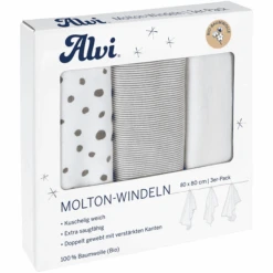 Alvi® Molton-Windeln 3er Pack Aqua Dot 80 X 80 Cm