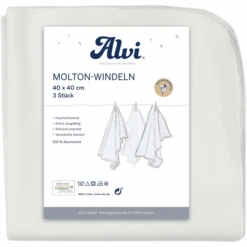 Alvi® Molton-Windeln 3er Pack Weiß 40 X 40 Cm