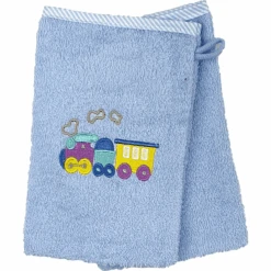 HÜTTE & CO Waschhandschuh 2er Pack Eisenbahn Hellblau