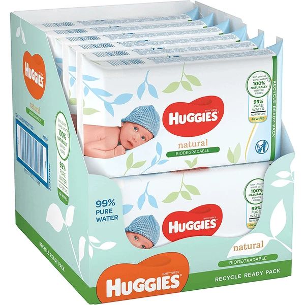 Huggies Feuchttücher Natural Biodegradable Sensitive 12 X 48 Babytücher, Großpackung 1 Huggies Feuchttücher Natural Biodegradable Sensitive 12 X 48 Babytücher, Großpackung