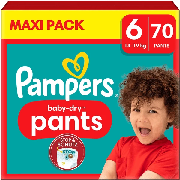 Pampers® Pampers Baby-Dry Pants, Gr. 6 Extra Large 14-19 Kg, Maxi Pack (1 X 70 Pants) 1 Pampers® Pampers Baby-Dry Pants, Gr. 6 Extra Large 14-19 Kg, Maxi Pack (1 X 70 Pants)
