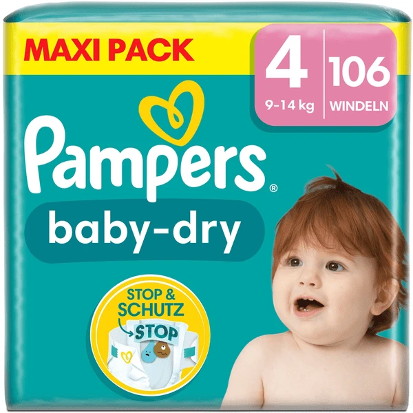Pampers® Pampers Baby-Dry Windeln, Gr. 4, 9-14kg, Maxi Pack (1 X 106 Windeln) 1 Pampers® Pampers Baby-Dry Windeln, Gr. 4, 9-14kg, Maxi Pack (1 X 106 Windeln)