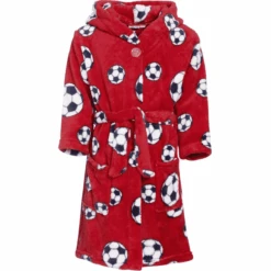 Playshoes Fleece-Bademantel Fußball Rot