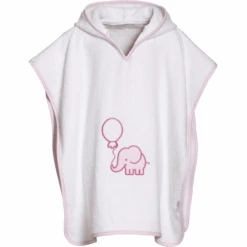 Playshoes Frottee-Poncho Elefant Weiß-rosa