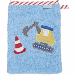 Playshoes Frottee-Waschhandschuh Bagger Blau